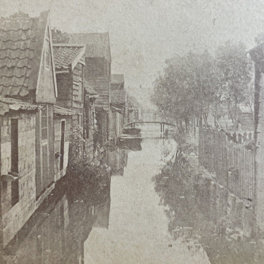 Antique 1870s Zaandam Holland Canal And Houses Stereoview Photo Card P4031