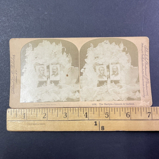 James A. Garfield Funeral Coffin Flowers Stereoview Antique c1884 X2746