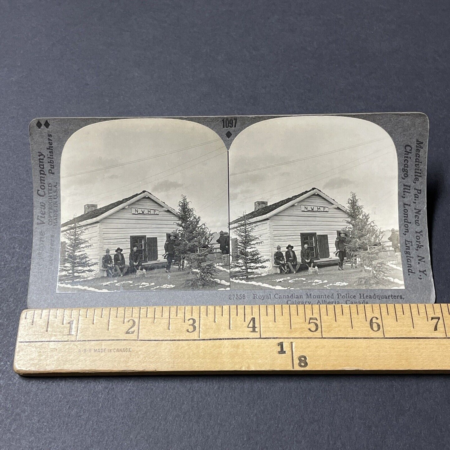 Antique 1910s RCMP Police Headquarters Alberta Canada Stereoview Photo Card 2647