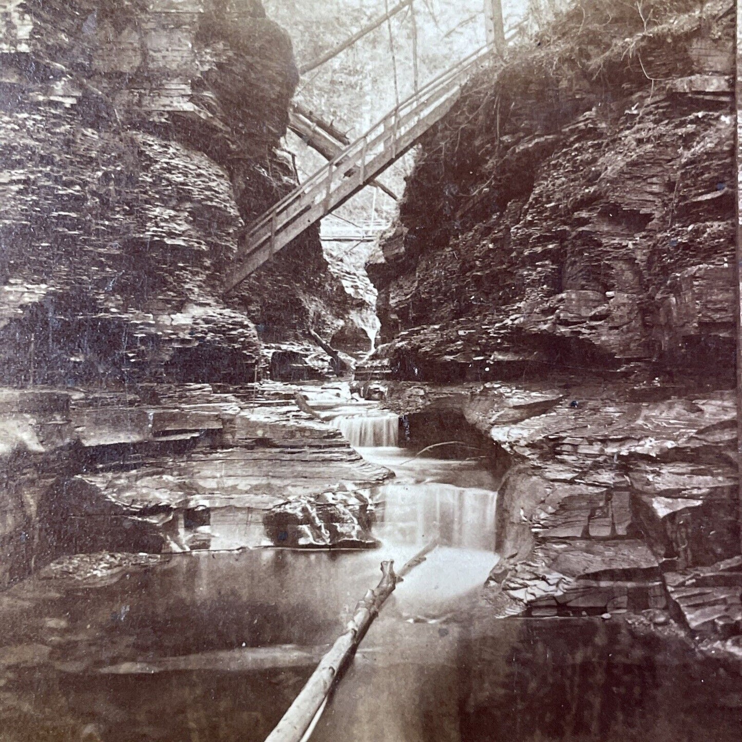 Watkins Glen Mirror Pool New York Stereoview R.D. Crum Antique c1870s Y1767