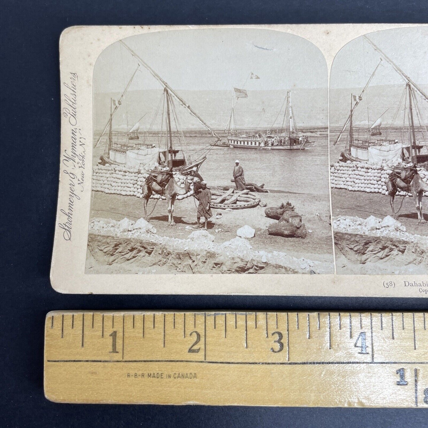 Antique 1897 US Trade Ship Nile With Egyptian Traders Stereoview Photo Card P900