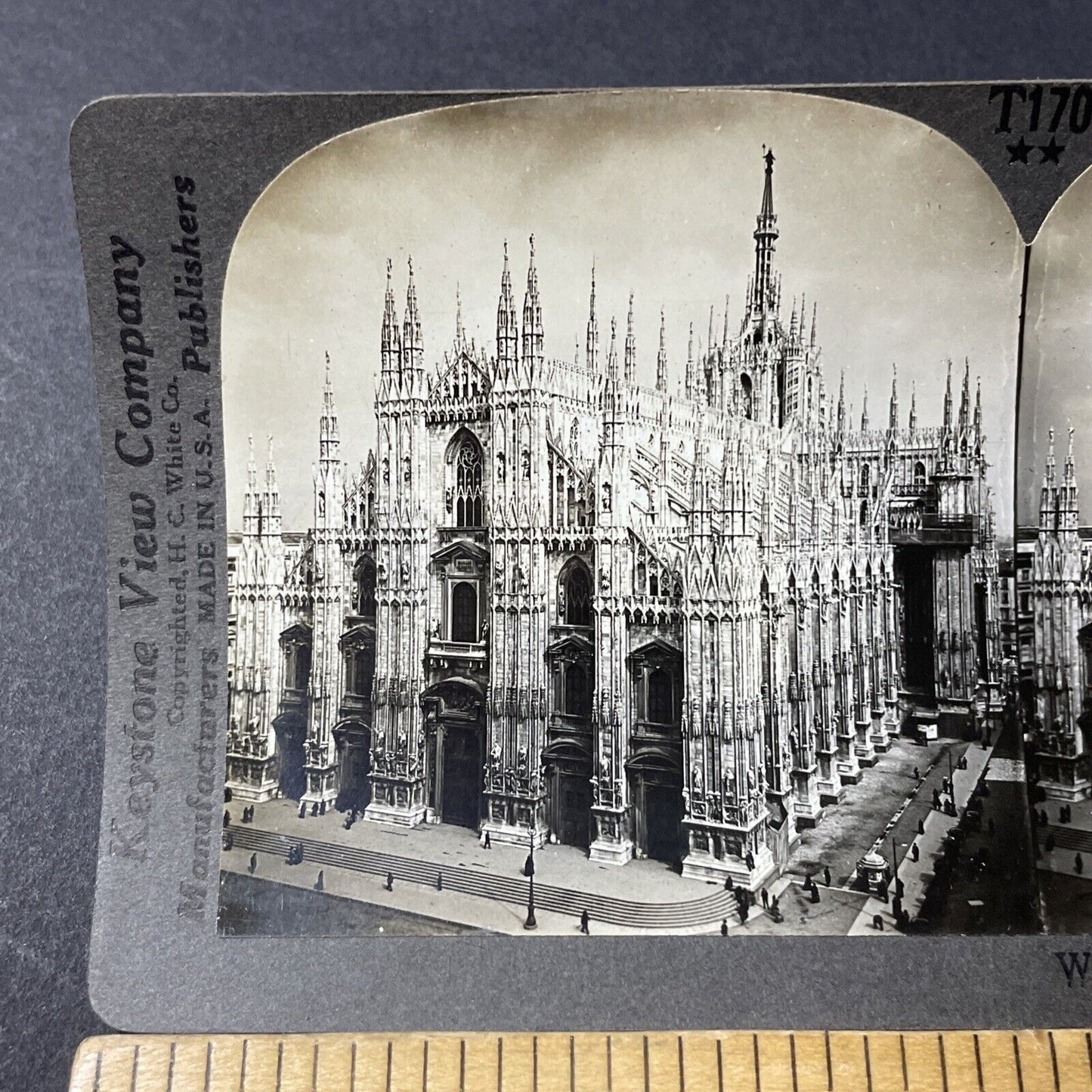 Antique 1910s Duomo Milan Cathedral Italy Stereoview Photo Card V2835