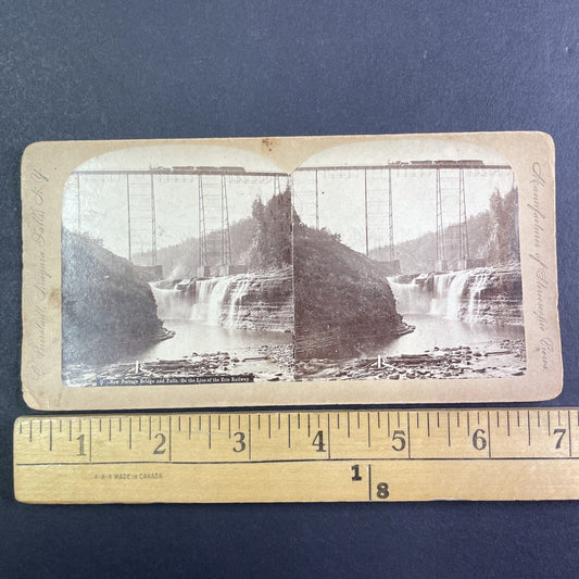 Portage Falls Train Bridge in New York Stereoview Charles Birestadt c1875 X1939