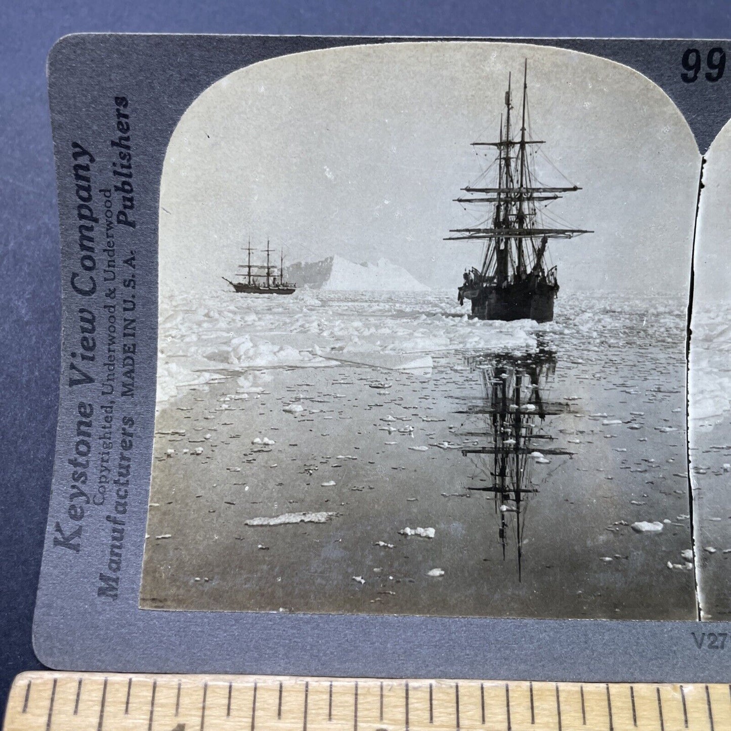 Antique 1902 Final Arctic Voyage Of Nova Zembla Ship Stereoview Photo Card P2803