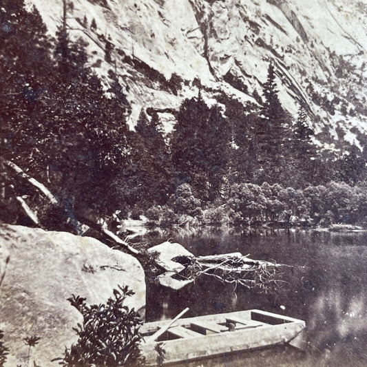 Antique 1870s Rowboat In Yosemite Park California Stereoview Photo Card P3565