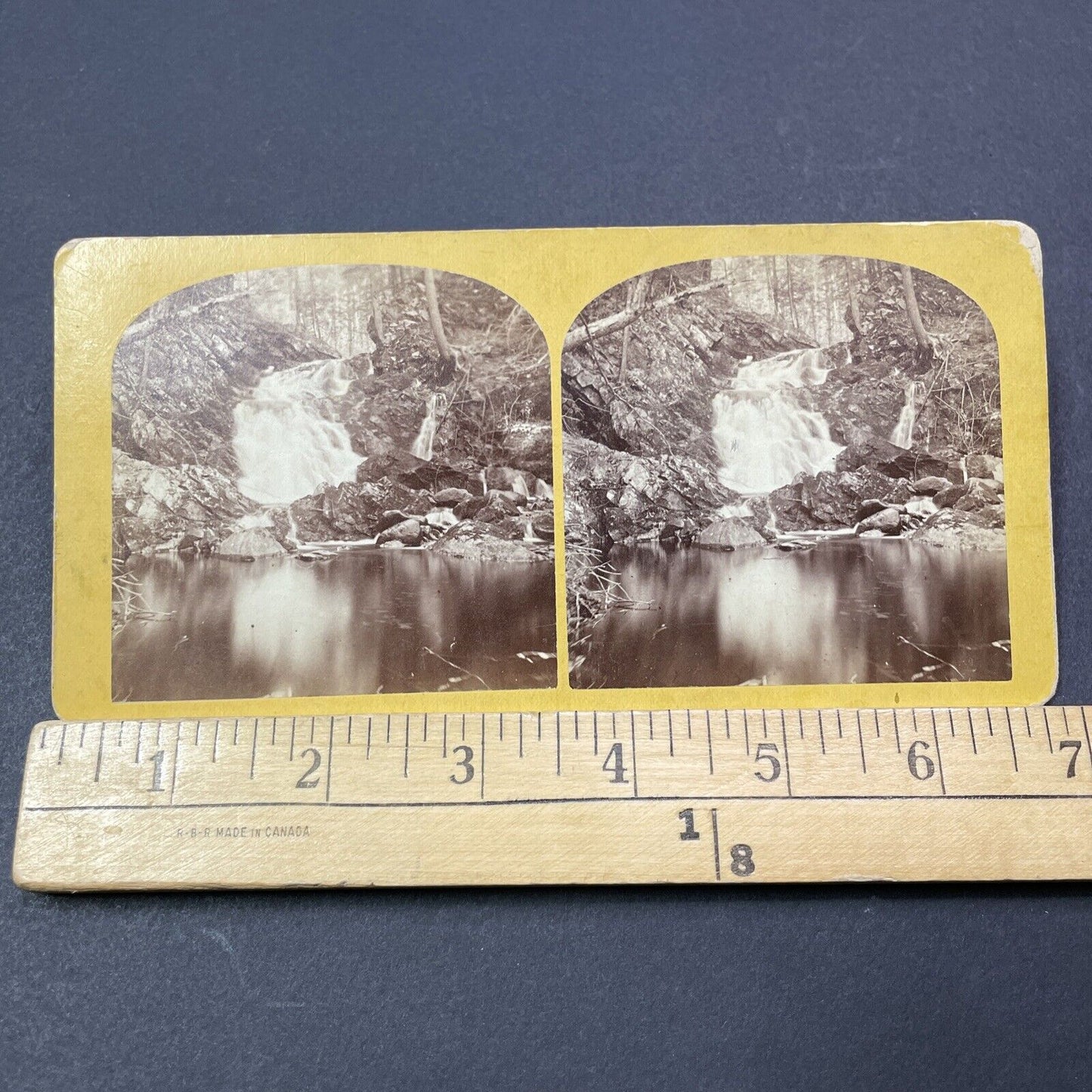 Antique 1870s Ellens Falls Hobbs Brook New Hampshire Stereoview Photo Card V2082