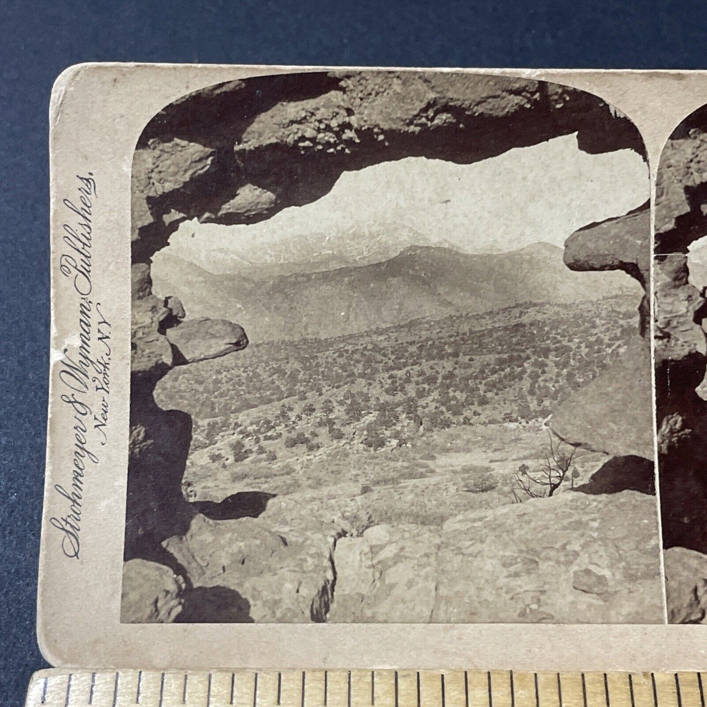 Antique 1894 Pikes Peak Rocky Mountains Colorado Stereoview Photo Card V1815