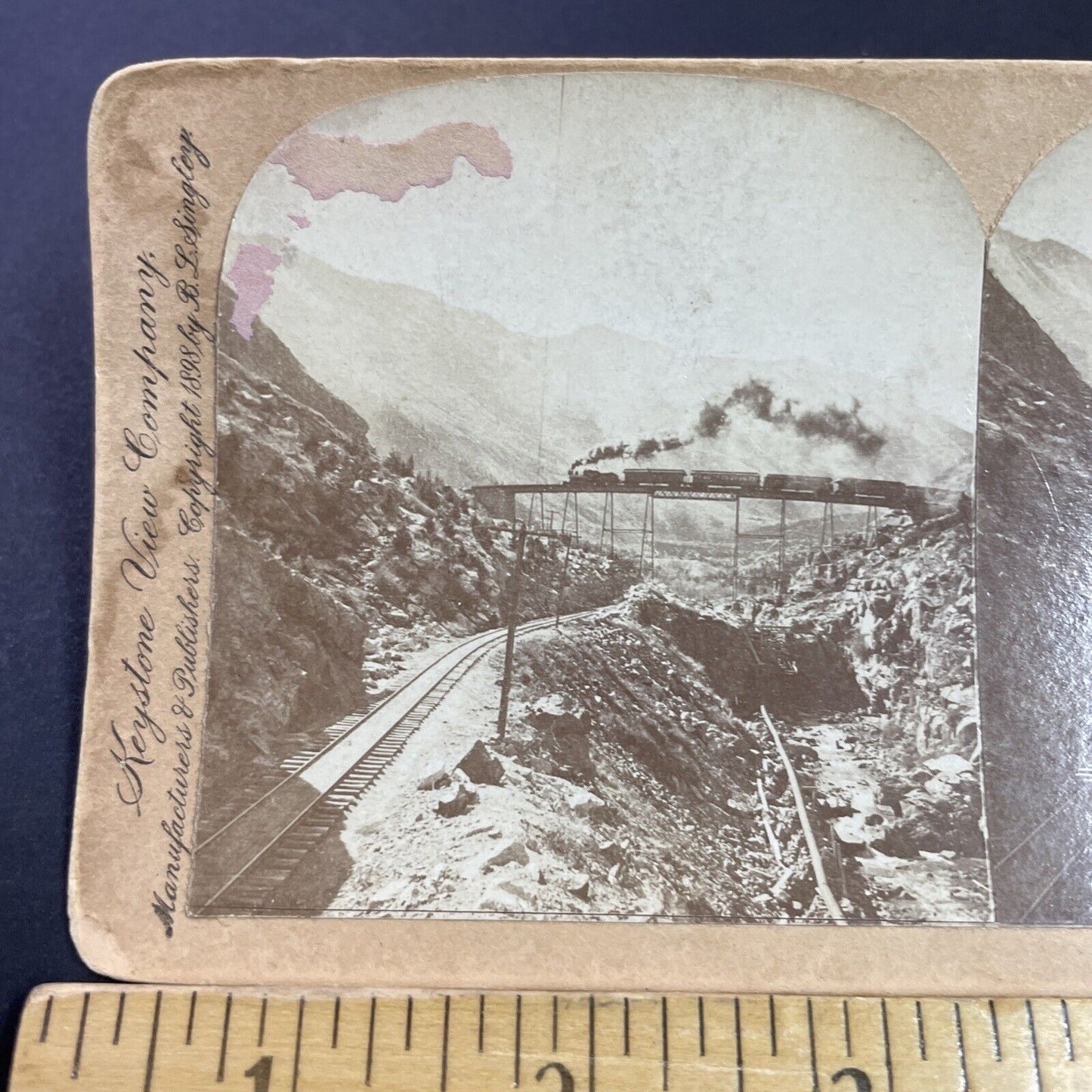 Antique 1898 Georgetown Railroad Loop Colorado Stereoview Photo Card P3599
