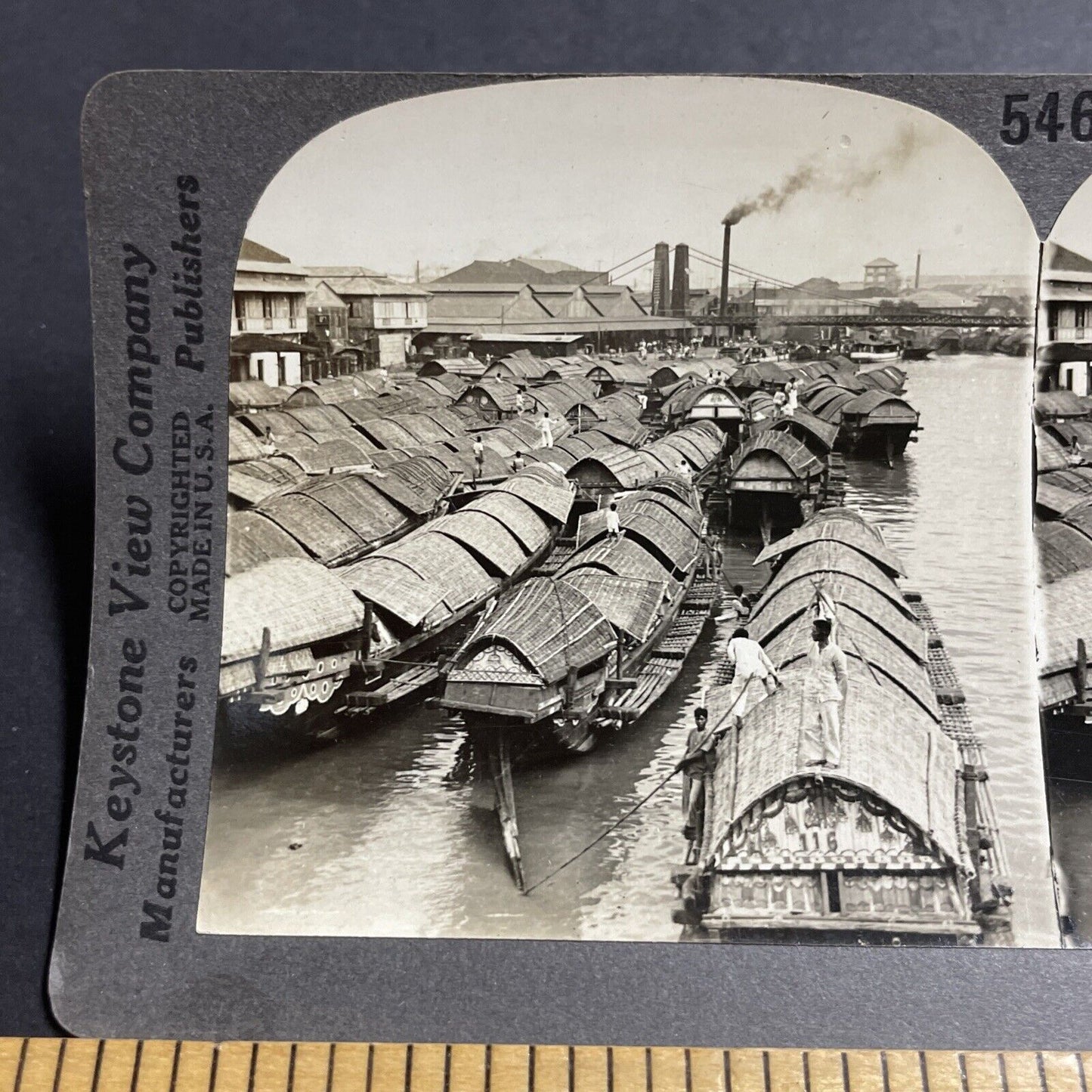 Antique 1910s Houseboats Manila Philippines Stereoview Photo Card P5035