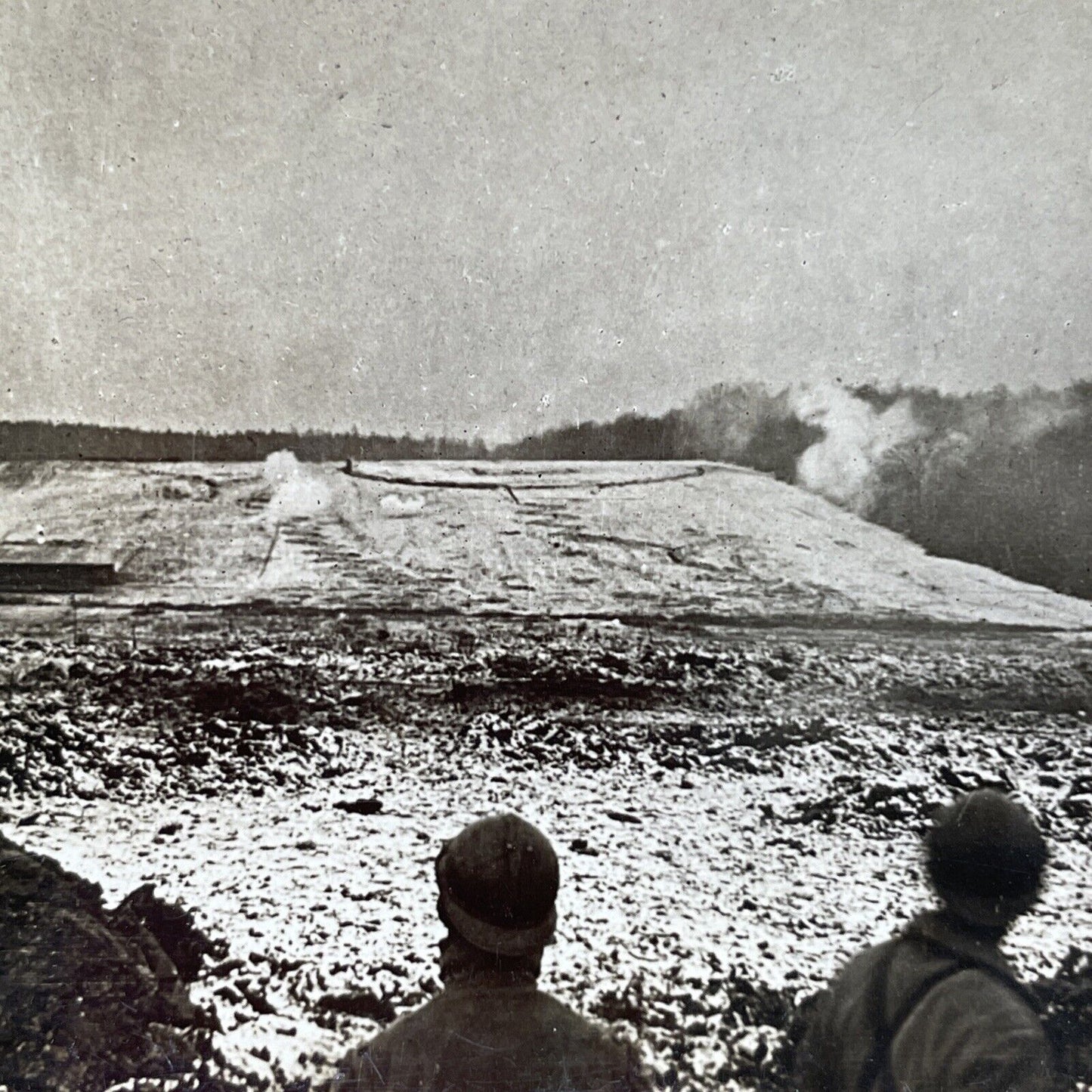 Antique 1918 Shelling German Positions In WW1 Stereoview Photo Card P2732