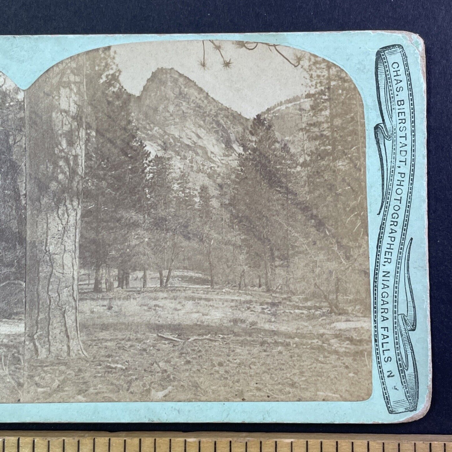 Eagle Peak Yosemite CA Stereoview Charles Bierstadt Antique c1870 Y029