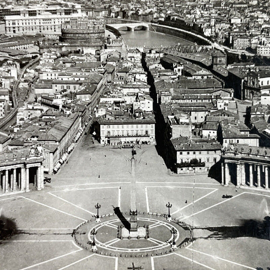 Antique 1910s Rome Italy City Center Square View Stereoview Photo Card P3688