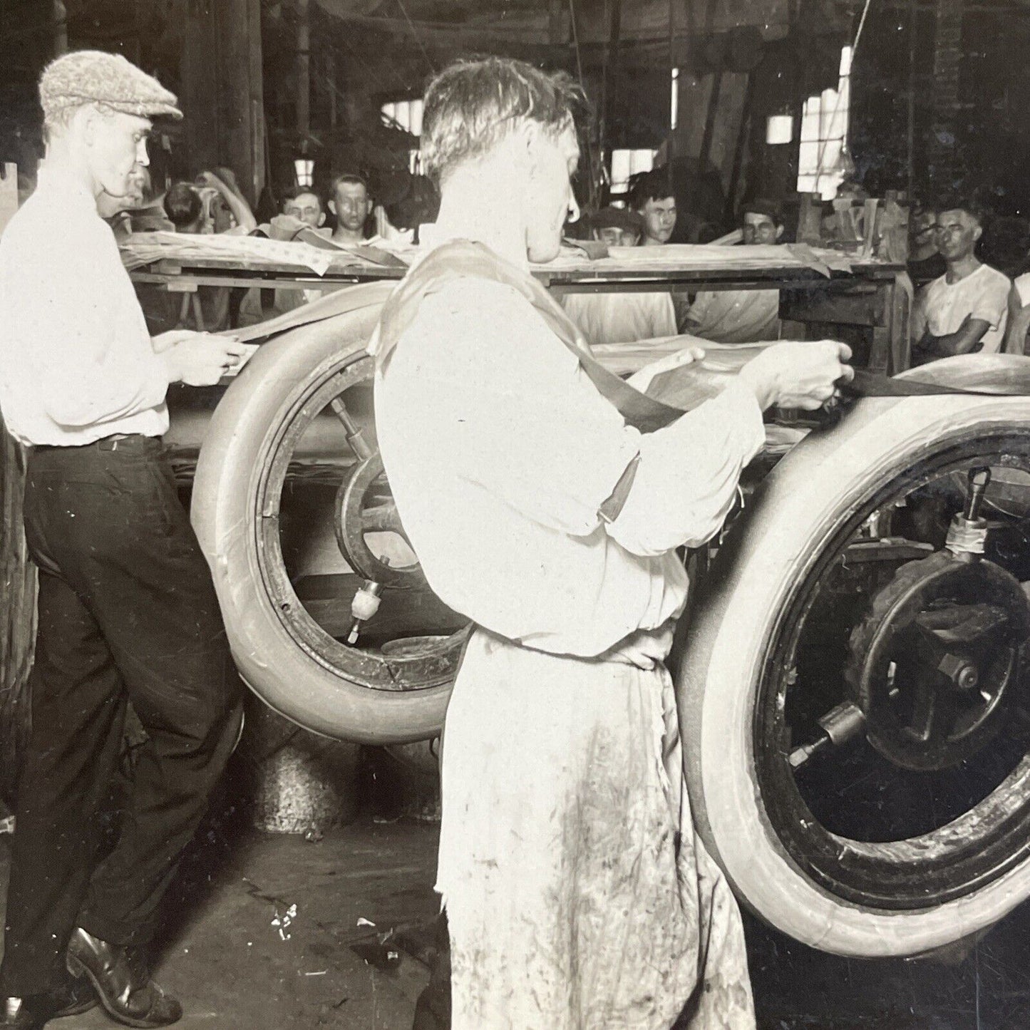 Antique 1910s Rubber Tire Factory Akron Ohio Stereoview Photo Card P4826