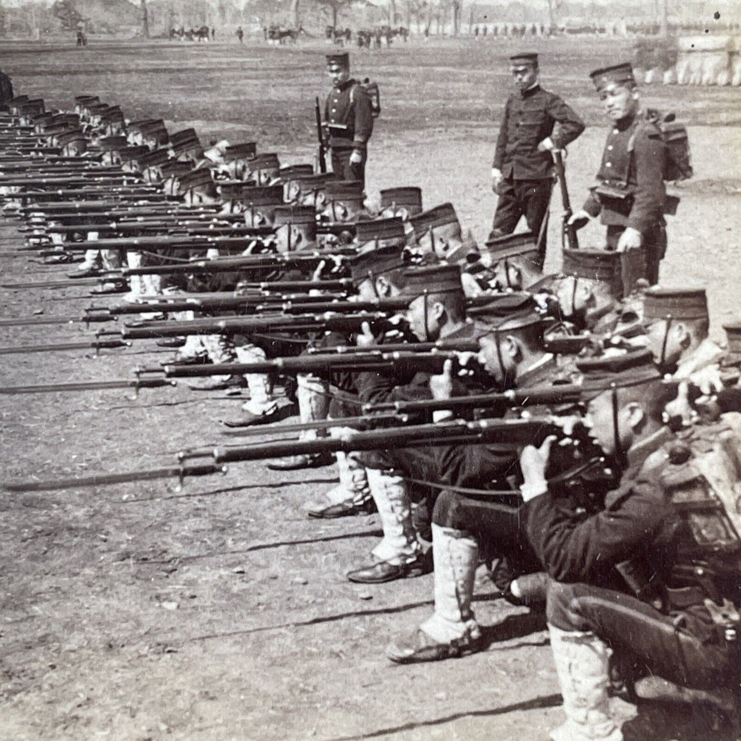 Japanese Imperial Bodyguard Soldiers Stereoview Antique c1904 X4087