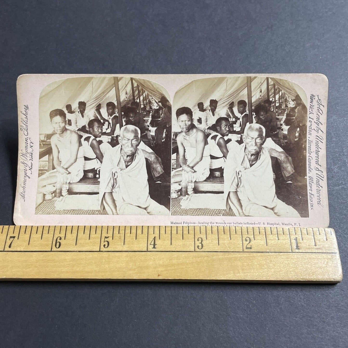 Antique 1899 Injured Philippines Army Soldiers Stereoview Photo Card P5004