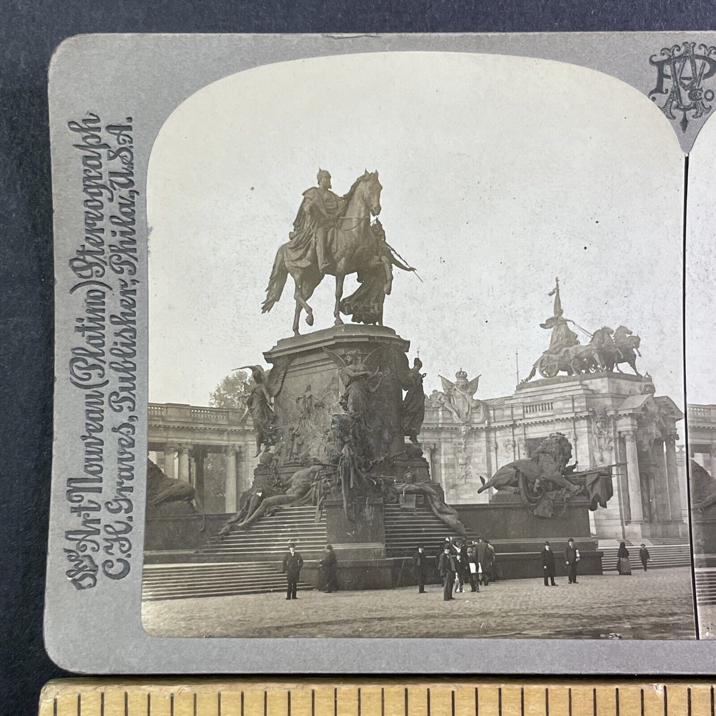 William I Monument Statue Stereoview Berlin Germany Antique c1900 Y160