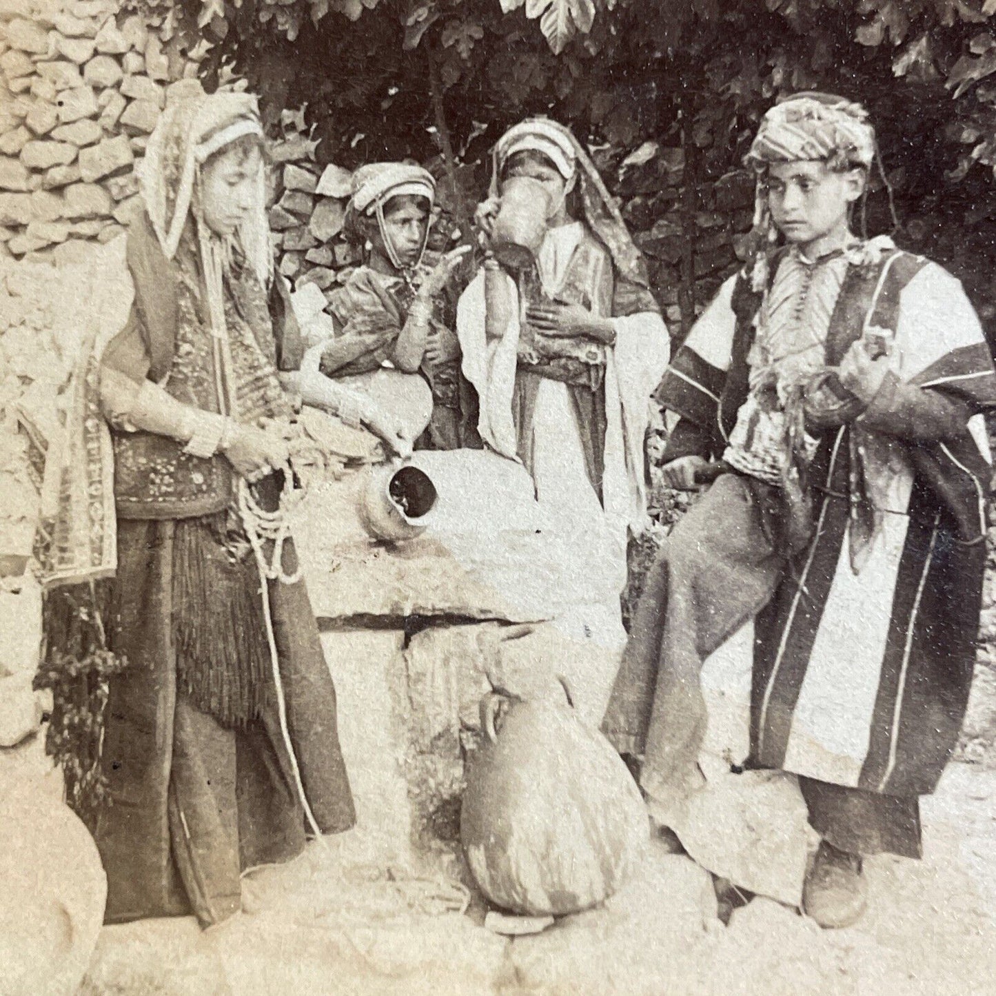 Antique 1900 An Arranged Marriage Wedding In Israel Stereoview Photo Card P4410