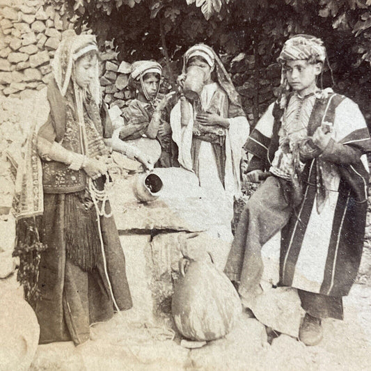 Antique 1900 An Arranged Marriage Wedding In Israel Stereoview Photo Card P4410