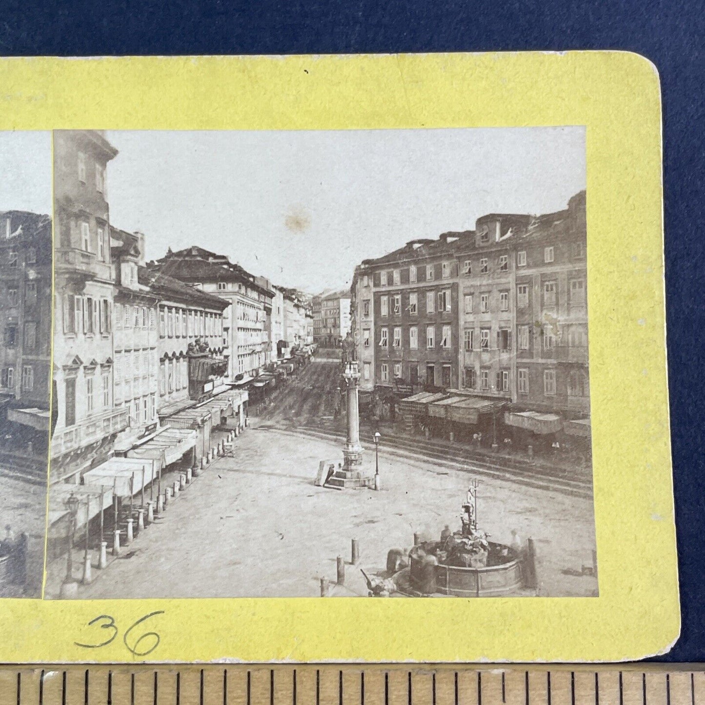 Trieste Italy City Center Street View Stereoview Photo Antique c1870 X3189