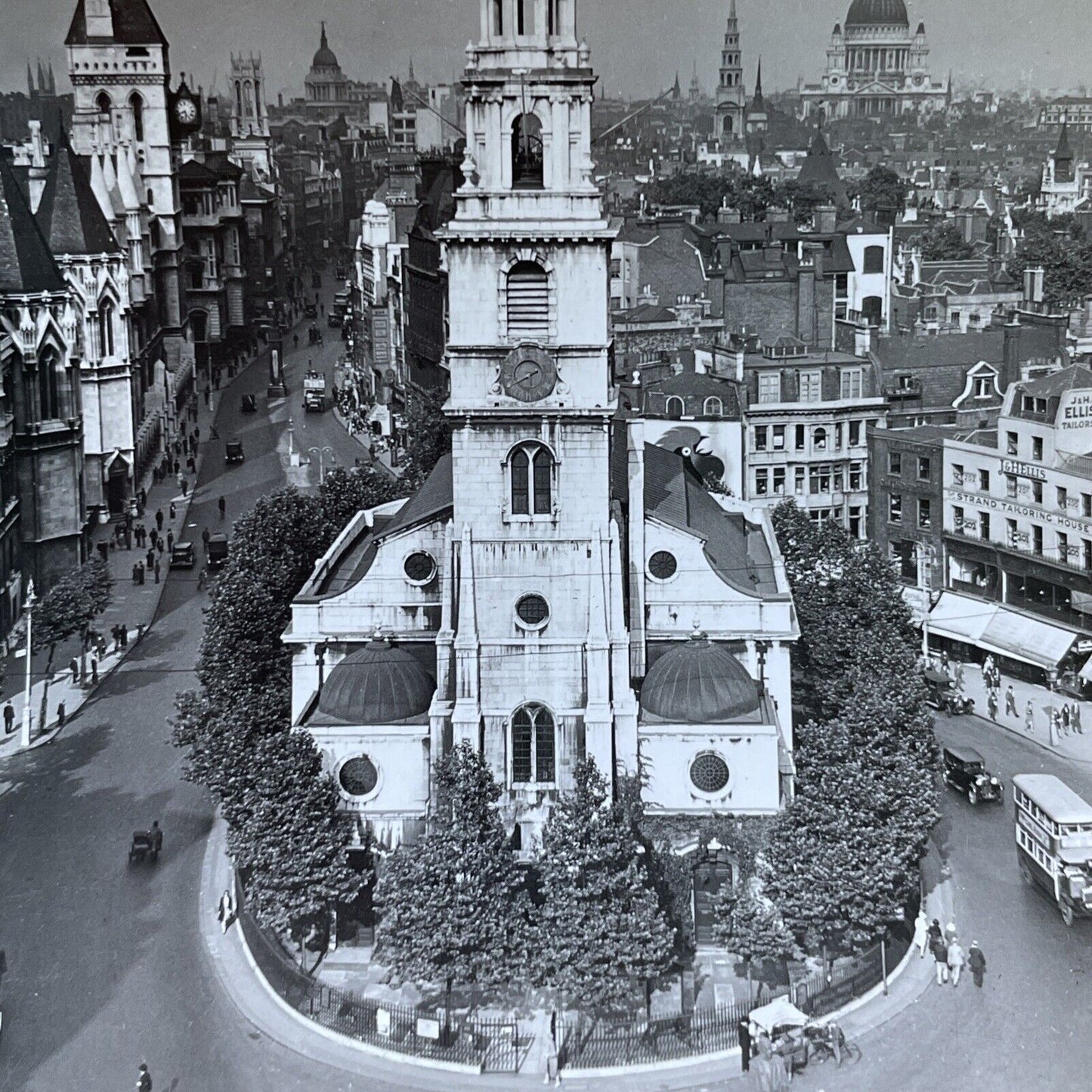 Antique 1920s The Strand Circle London England Stereoview Photo Card V2961