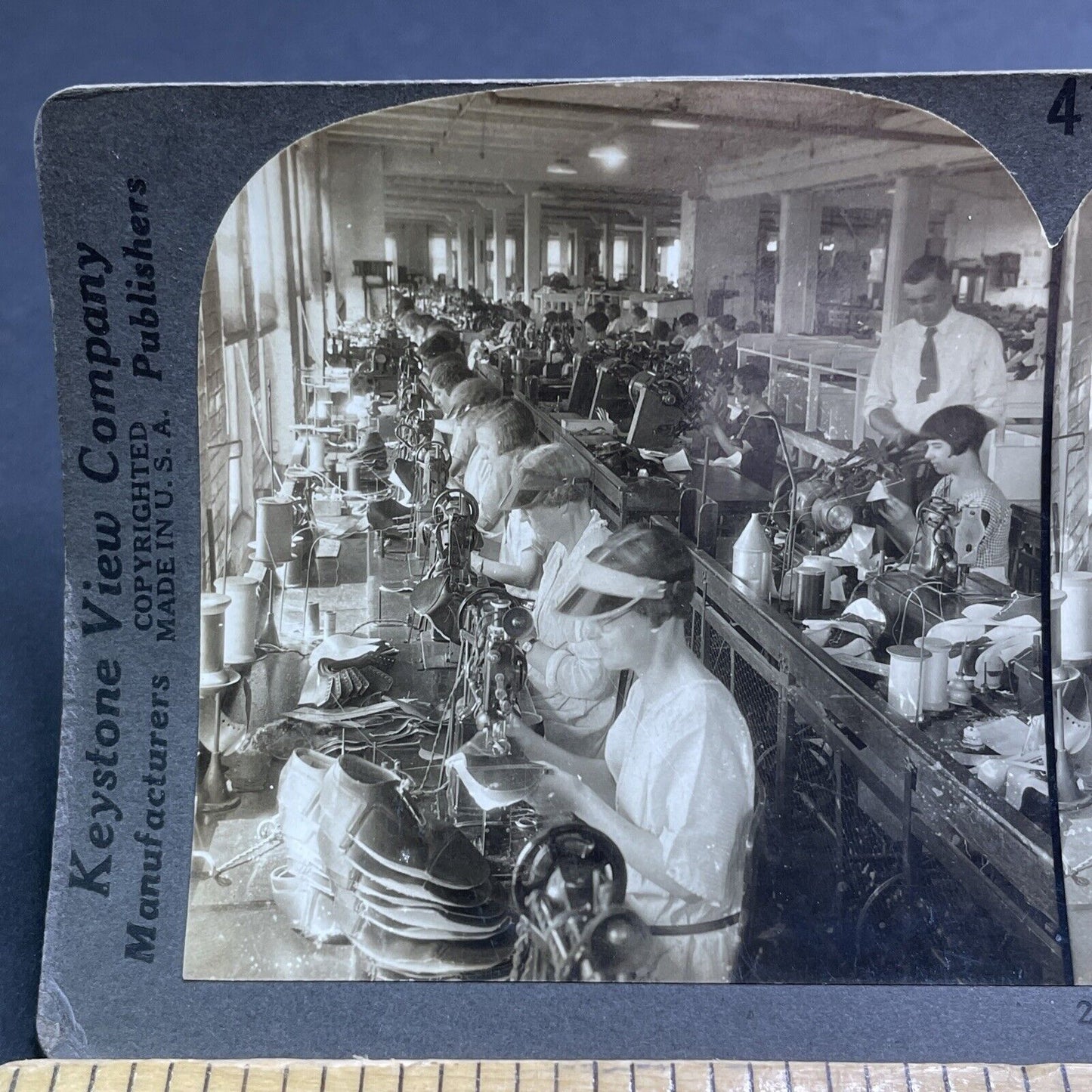 Antique 1920 Nettleton Shoe Factory Syracuse NY Stereoview Photo Card P1904