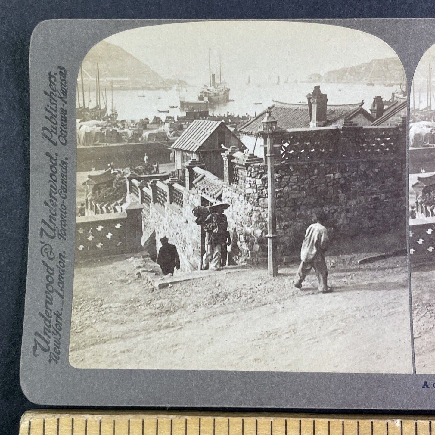 Dalian Lushun China City Walls and Gates Stereoview Antique c1904 X4209