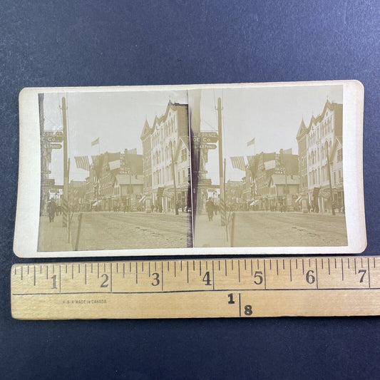 Lewiston Maine Downtown Stereoview I.L. Hammond Antique c1880 Y462