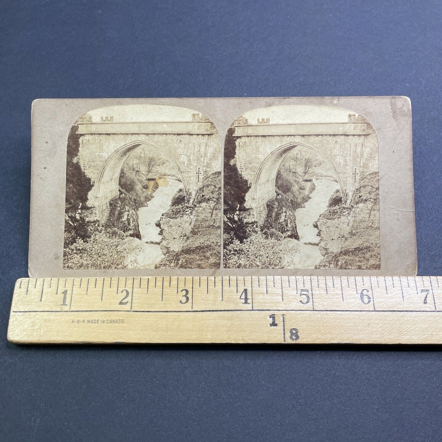 Antique 1860s Poulaphouca Pollaphuca Bridge Ireland Stereoview Photo Card V542