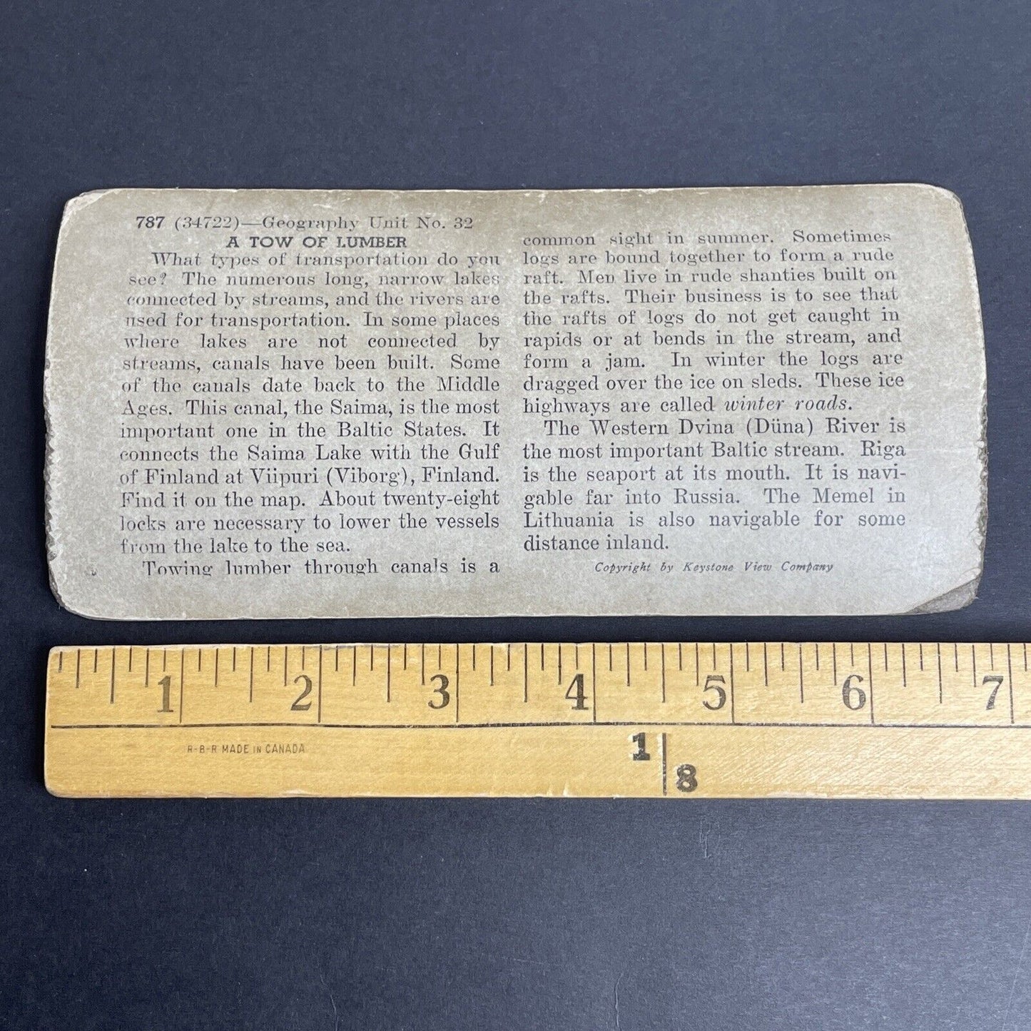 Antique 1909 Saimaa Canal Finland Lumber Ship Stereoview Photo Card P964