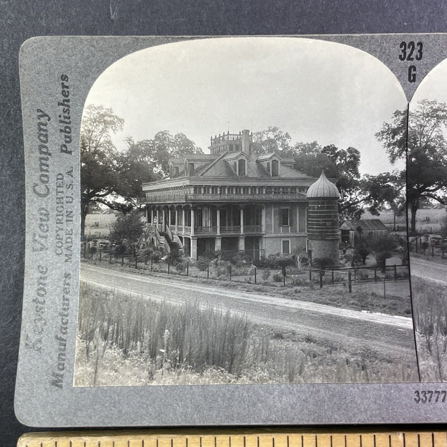 San Francisco Plantation House Stereoview Garyville Louisiana Antique c1920 Y514