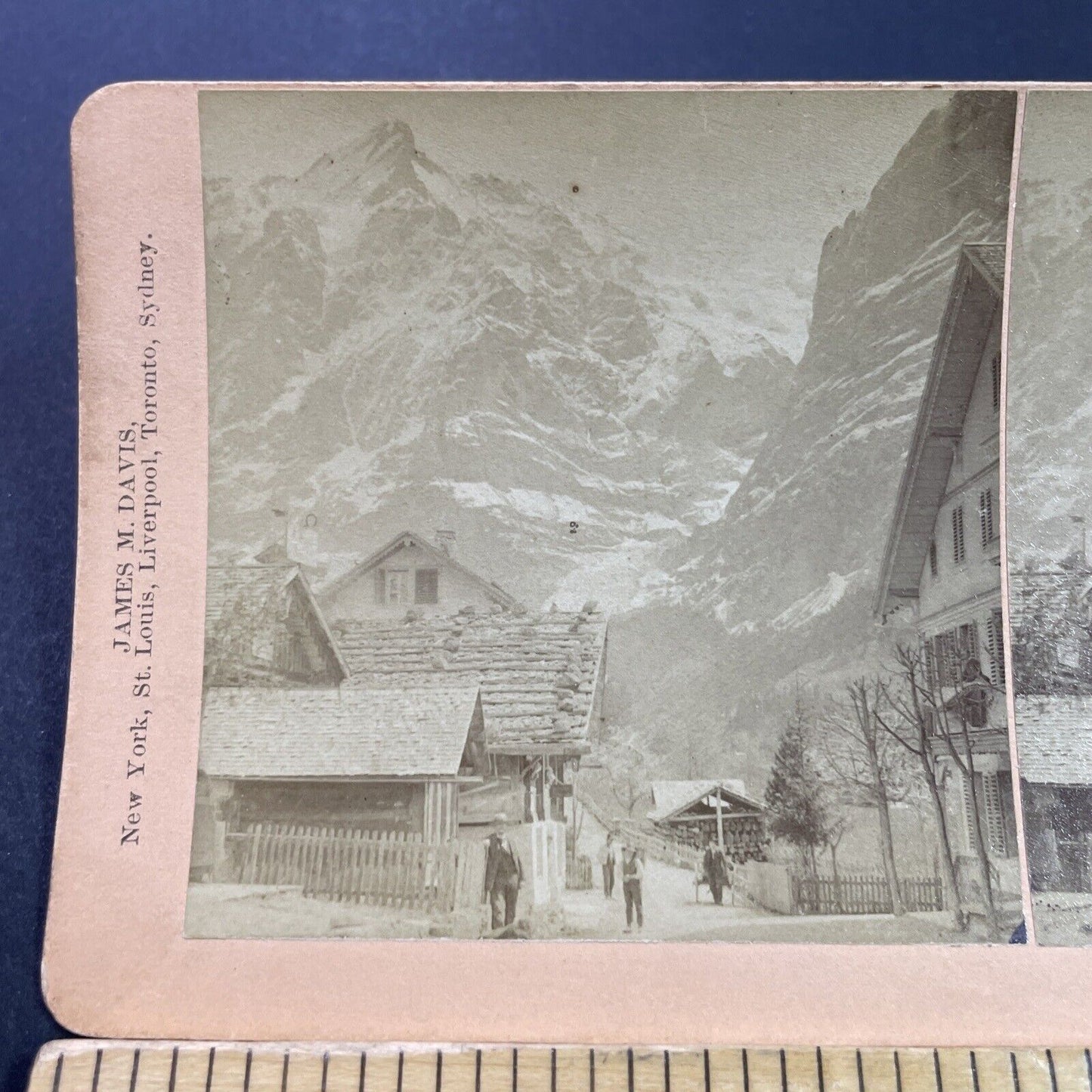 Antique 1885 Grindelwald Switzerland Town View Stereoview Photo Card P3831