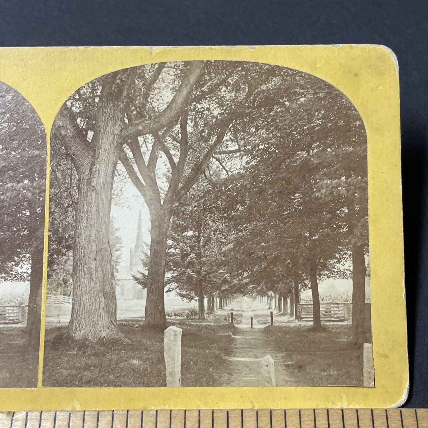 Antique 1870s Church Pathway Warren New Hampshire Stereoview Photo Card V1826