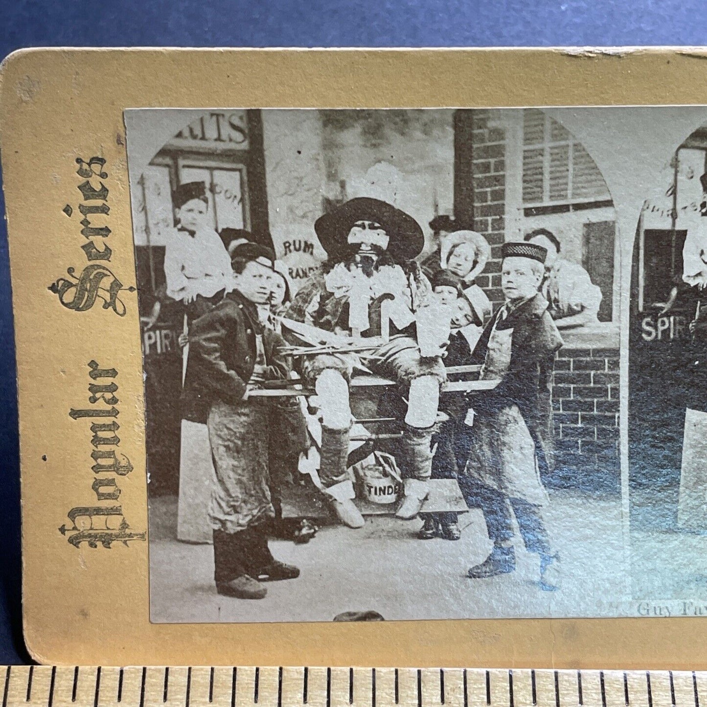 Antique 1860s Guy Fawkes Day Night Celebration Stereoview Photo Card P2094