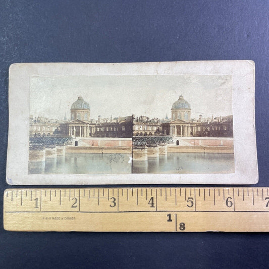 The Institute De France Paris Stereoview Pont Des Arts Antique c1860s X3573