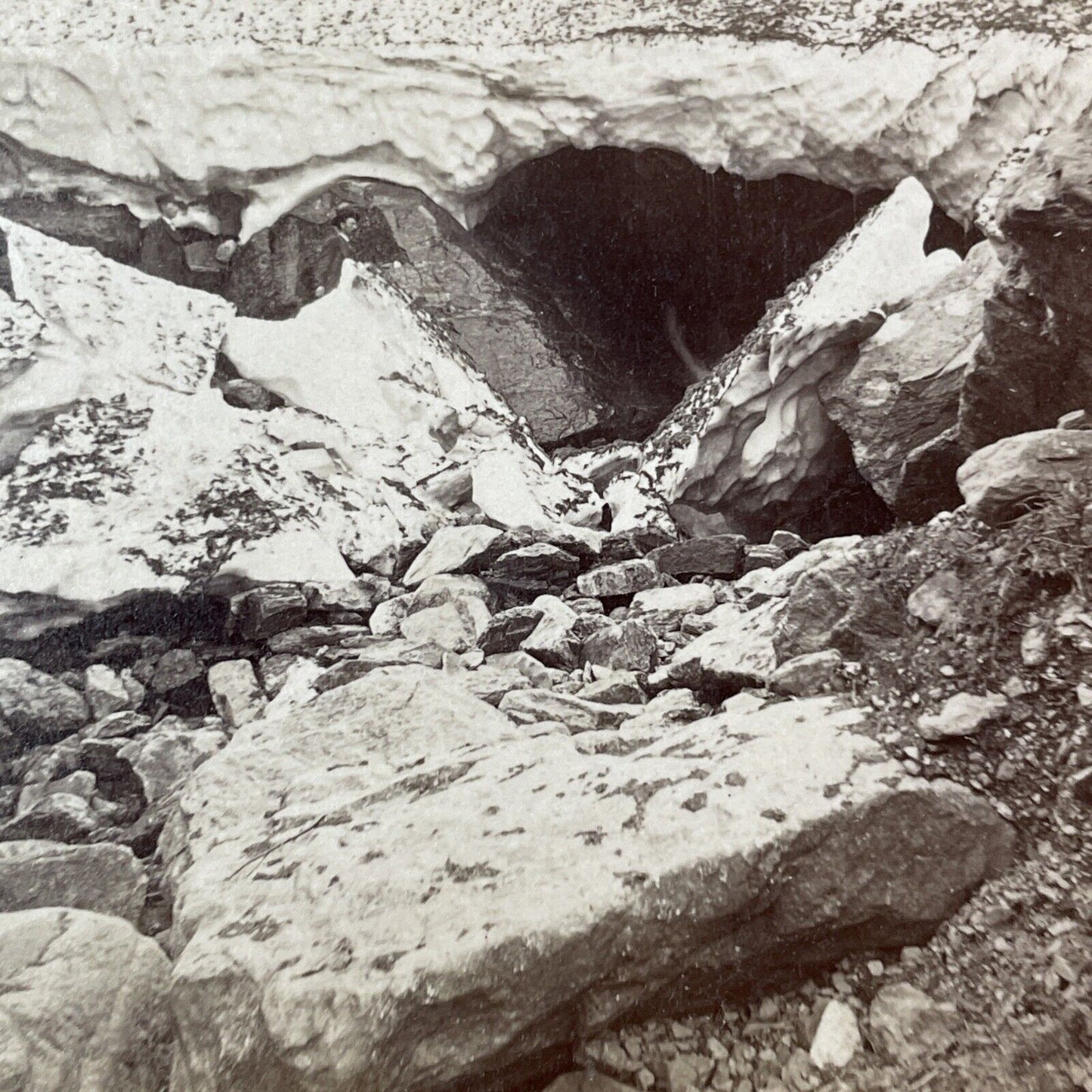 Tuckermans Ravine Cave Entrance NH Stereoview Photo NW Pease Antique c1873 X955