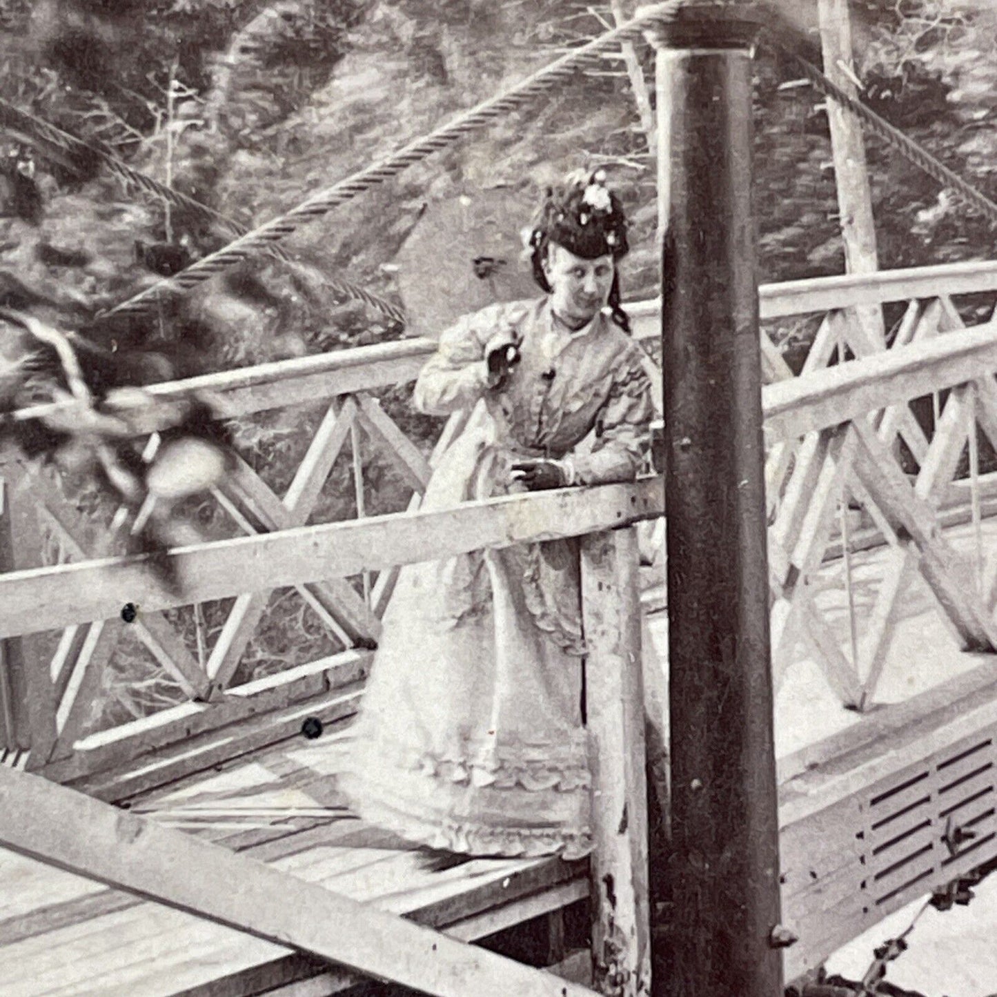 Victorian Woman Sister Island New York Stereoview Charles Bierstadt c1870s Y2228