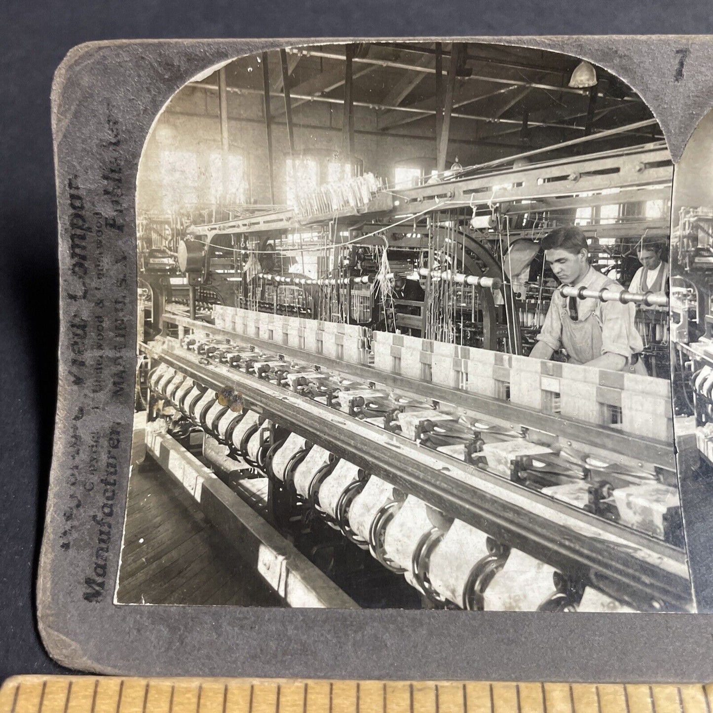 Antique 1920s Fabric Ribbon Factory Paterson NJ Stereoview Photo Card P4278