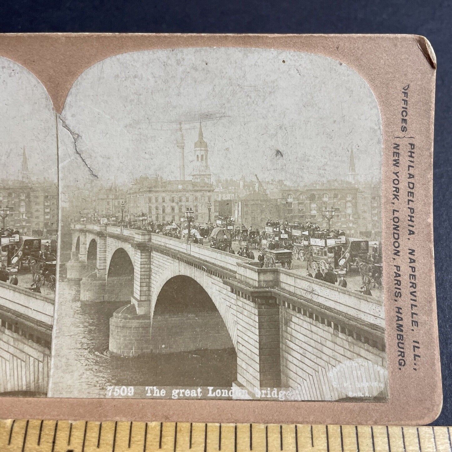 Antique 1880s Stage Coaches On London Bridge England Stereoview Photo Card P4498