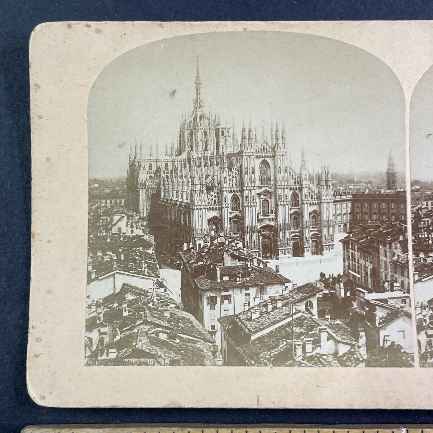 Milan City Cathedral Church Italy Stereoview BW Kilburn Antique c1880 X4107