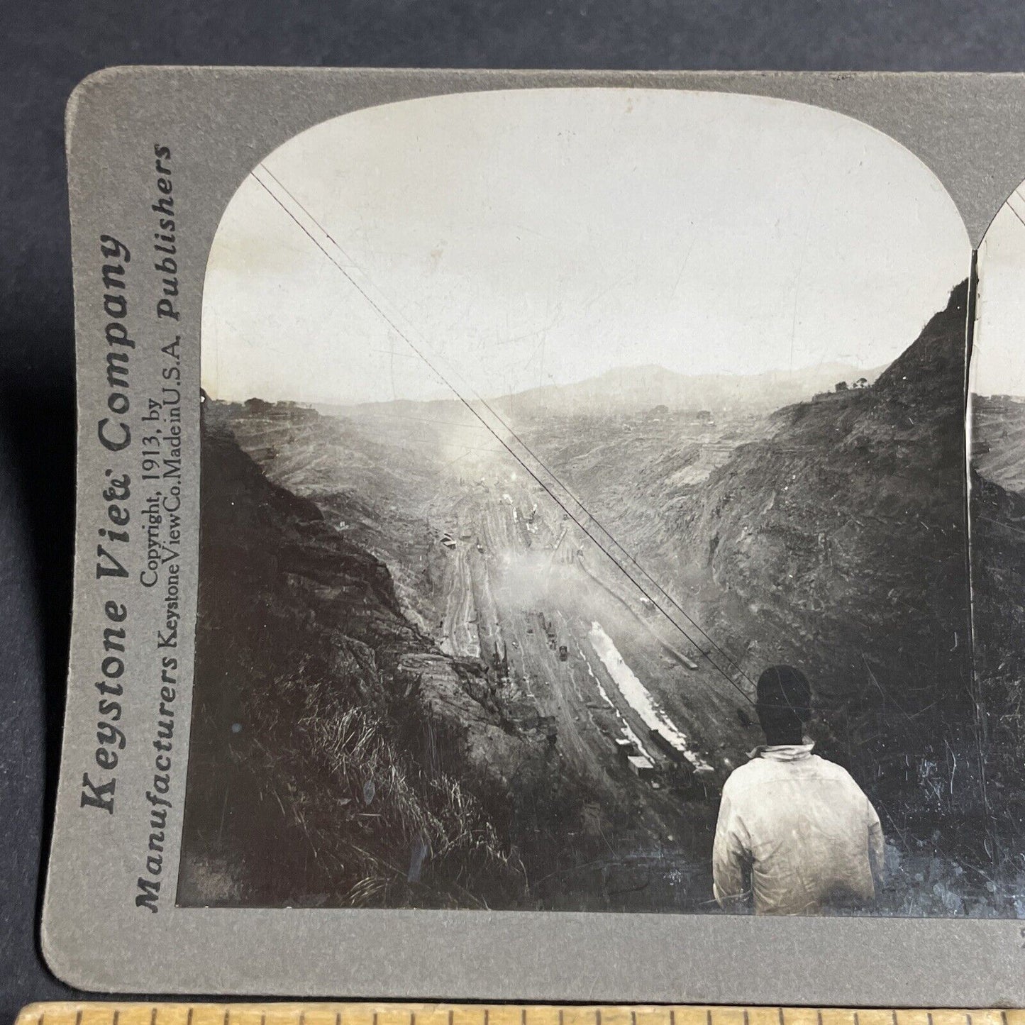 Antique 1913 Panama Canal Landslides Stereoview Photo Card P4460