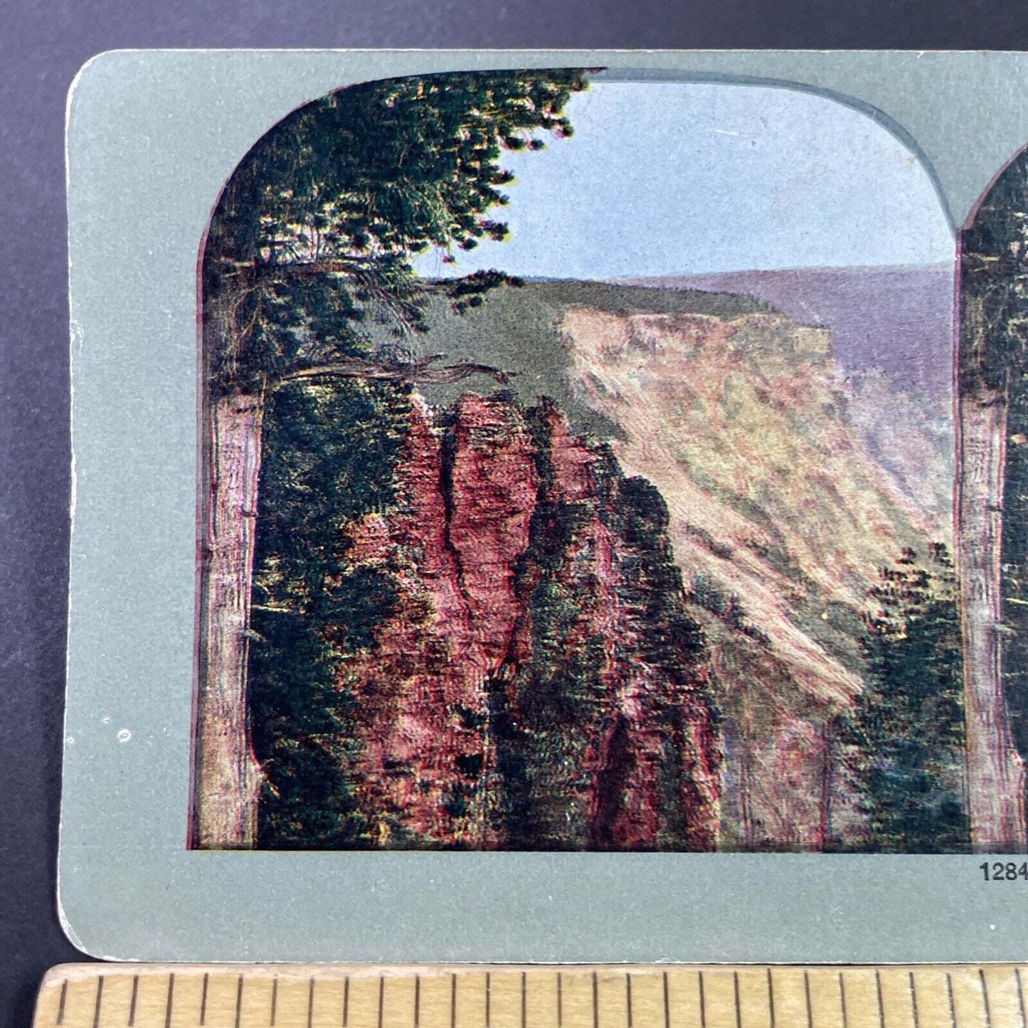 Antique 1910s Grand Canon Yellowstone Park Colored Stereoview Photo Card P3453