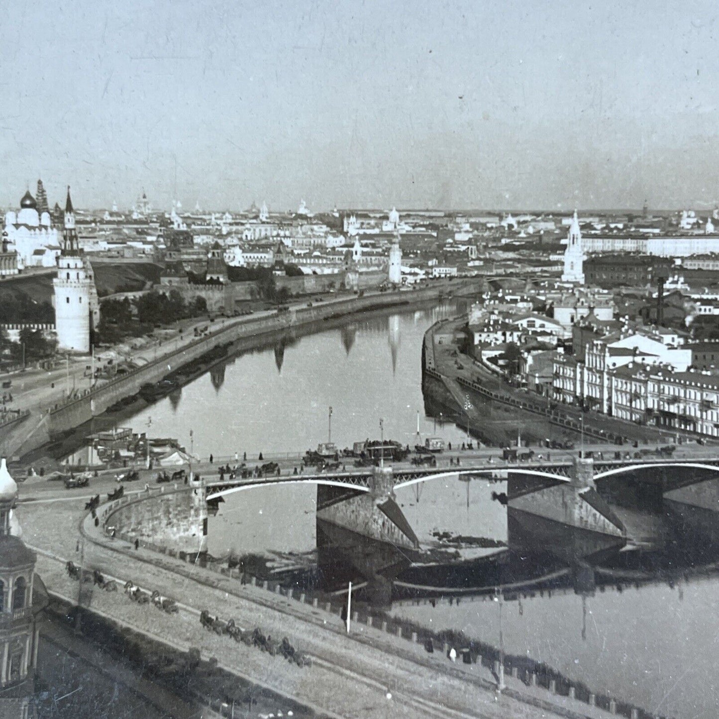 Antique 1910s Downtown Moscow Russia Stereoview Photo Card P1947