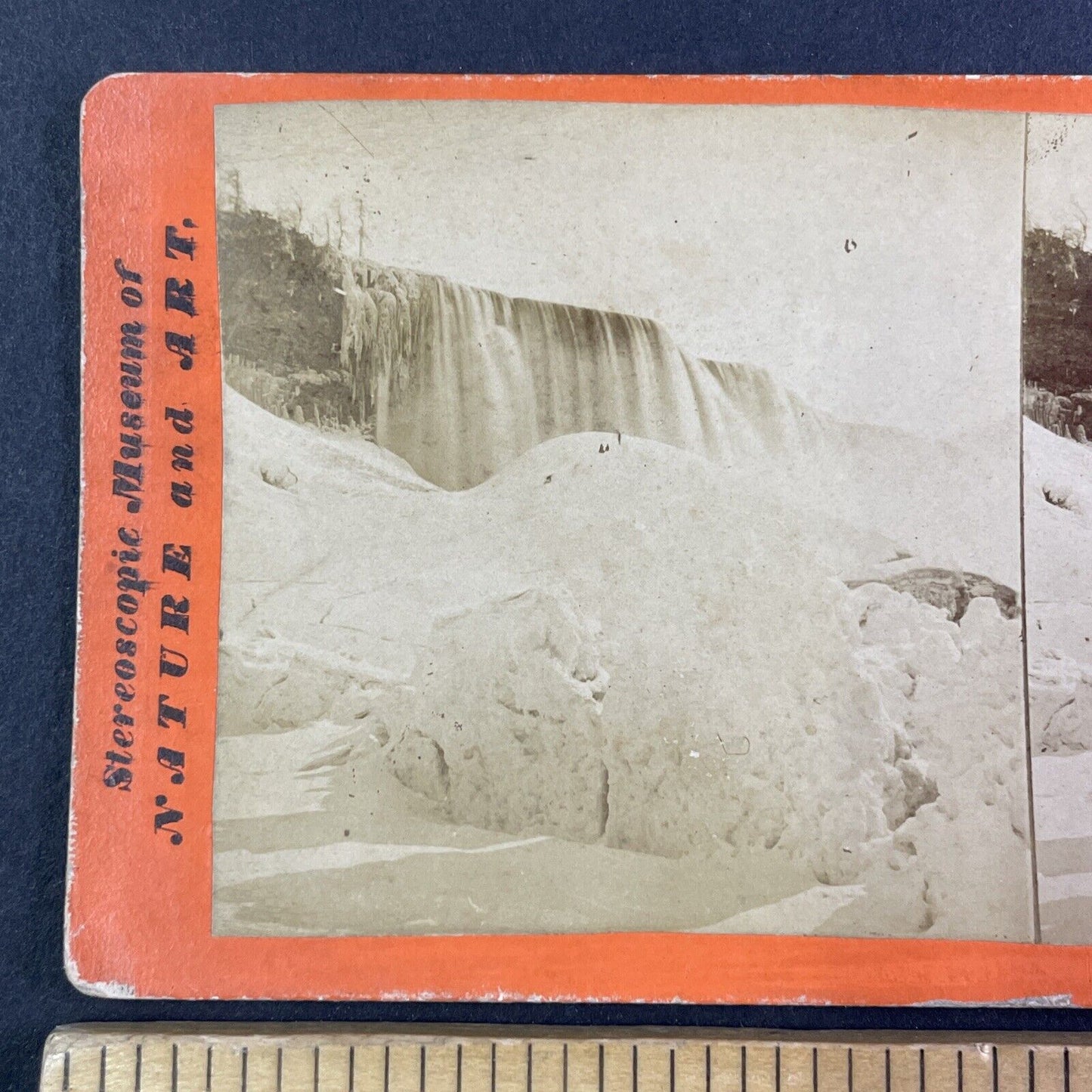 Frozen Niagara Falls Icebergs Stereoview Clark Brothers Antique c1870 Y2848