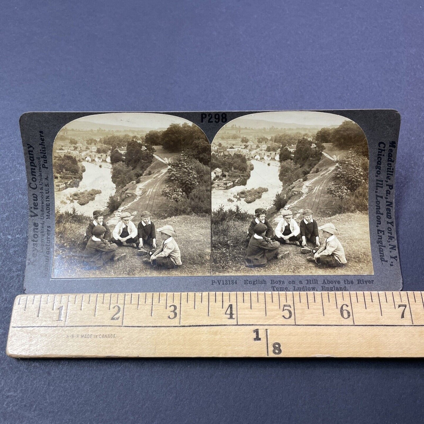 Antique 1906 Children In Ludlow England Stereoview Photo Card V3307