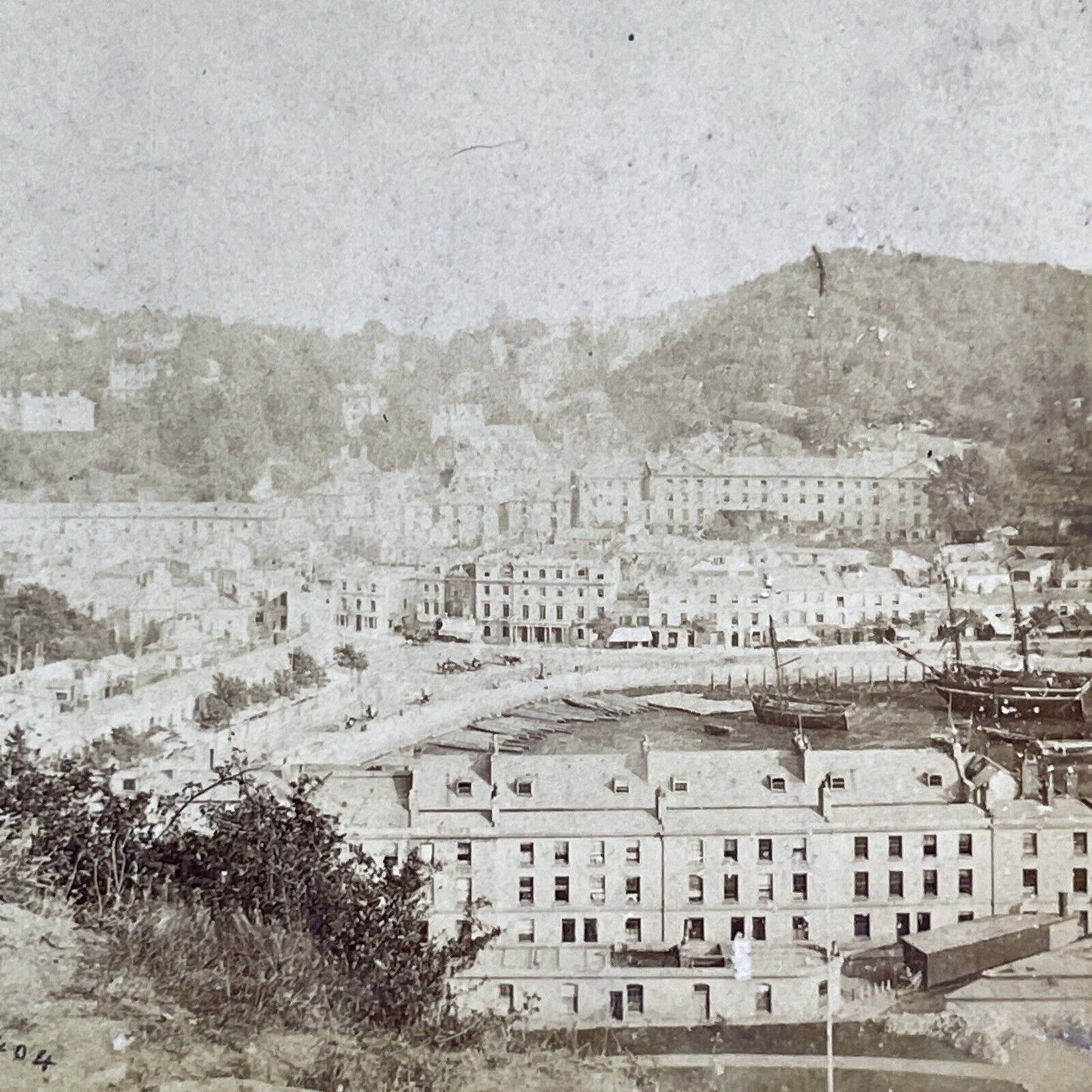 Torquay Harbor Devon England UK Stereoview Antique c1863 X2454