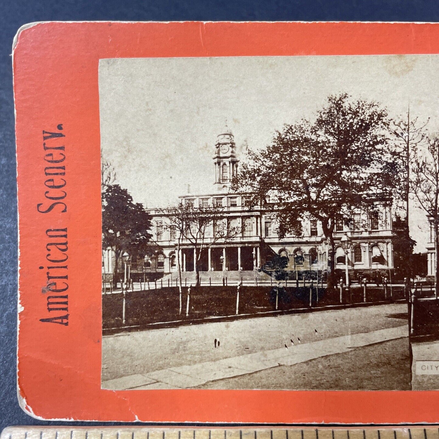 Antique 1860s New York City Hall Manhattan Stereoview Photo Card P2460-15