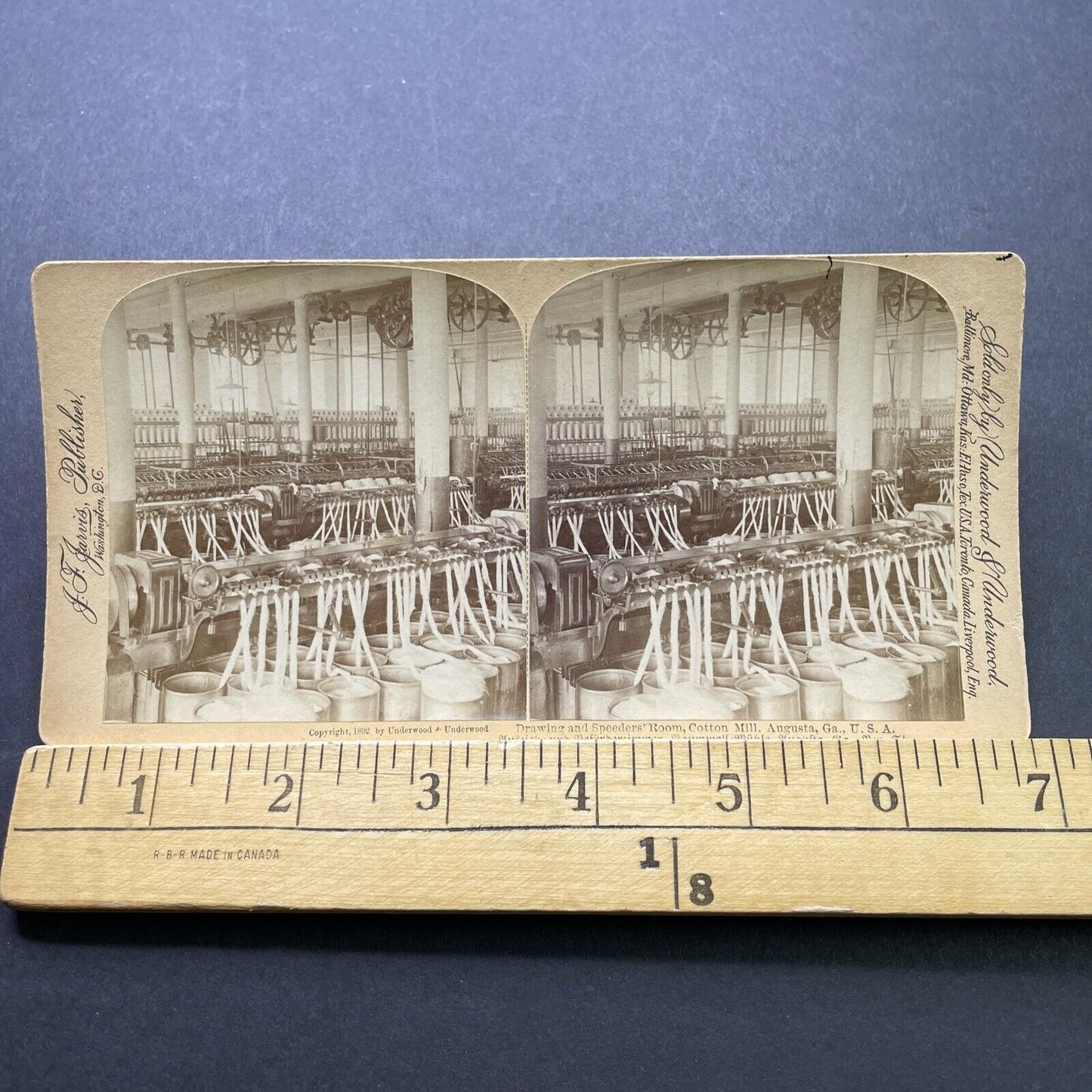 Antique 1892 Cotton Mill Spin Room Augusta Georgia Stereoview Photo Card P2399