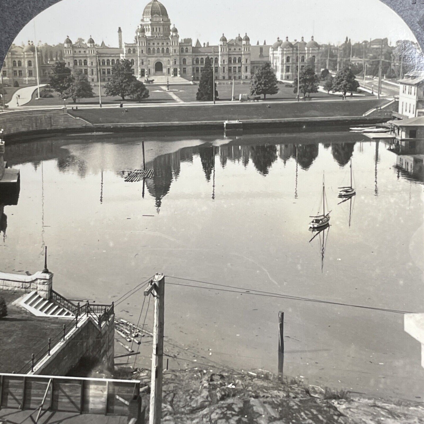 Antique 1903 Victoria BC Parliament Buildings Stereoview Photo Card PC883