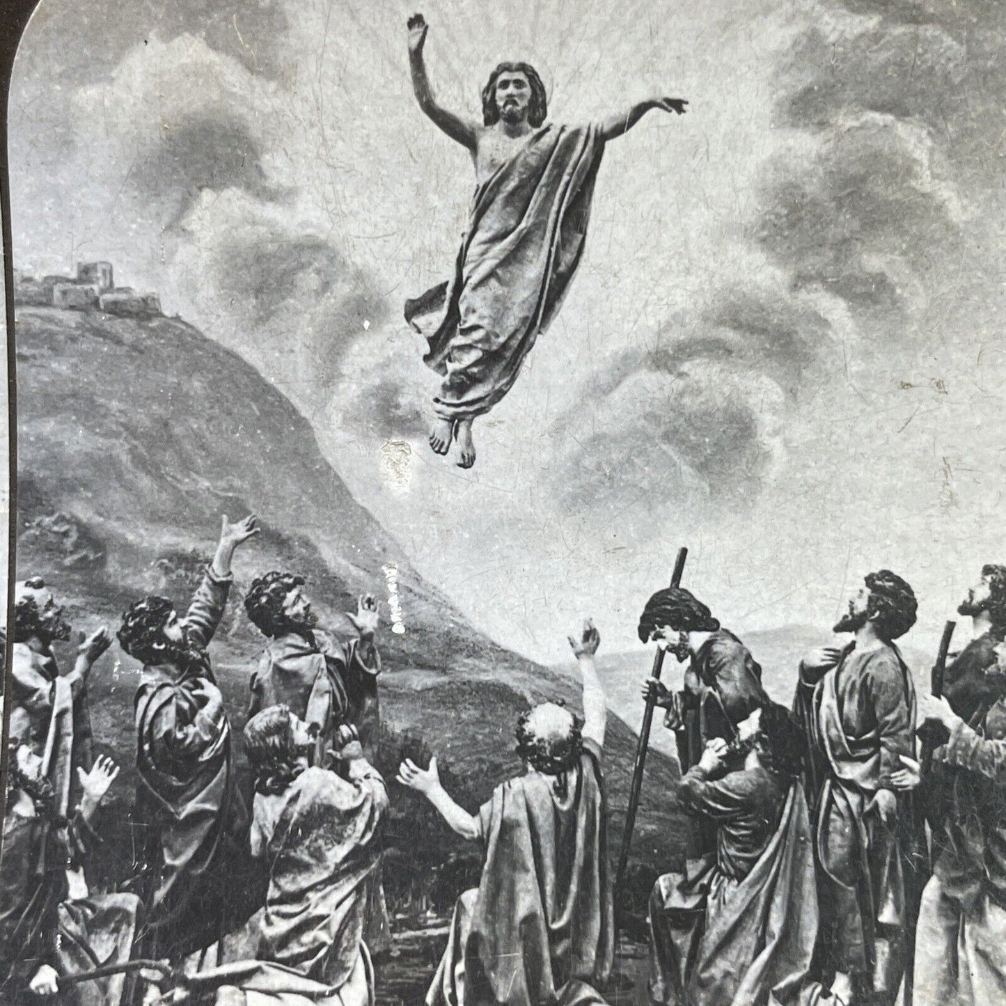 Antique 1880s The Ascension Of Jesus Christ Stereoview Photo Card P3137