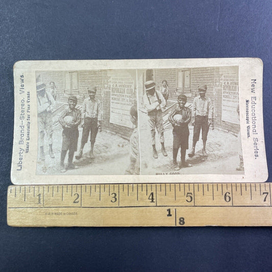 Boys In Front Of Republican Poster Stereoview Camden NJ Antique c1892 X2708